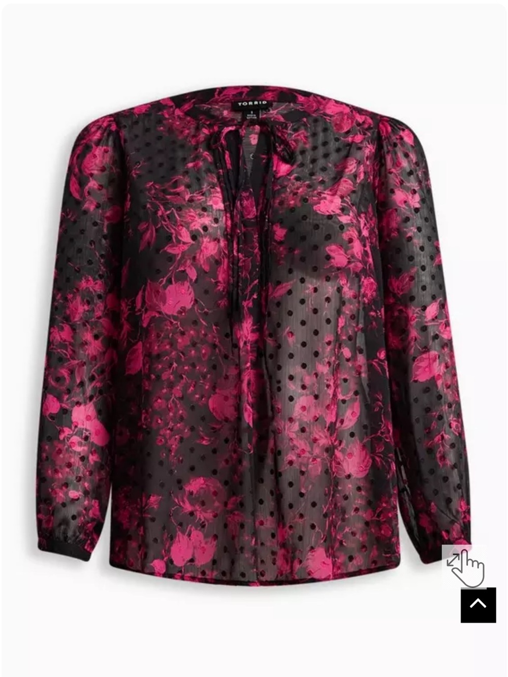 NWT torrid Chiffon Clip Dot Button-Front Blouse - Size 2 - Floral Pink - Picture 5 of 13